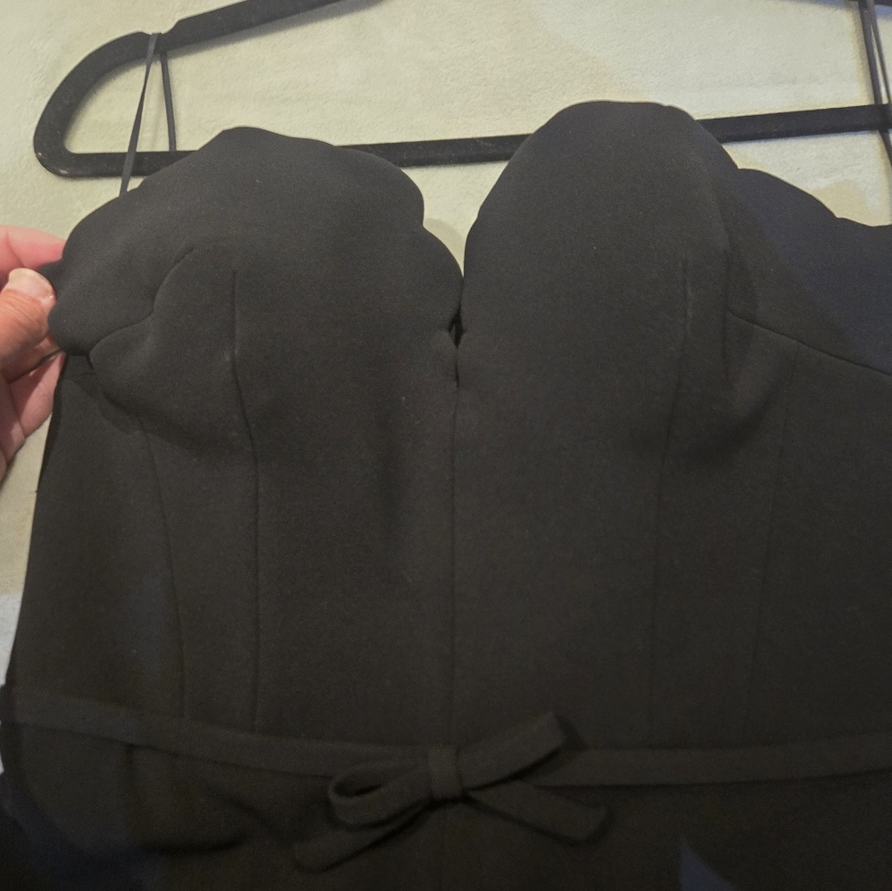 Miu Miu Black Strapless Jumpsuit with Bow